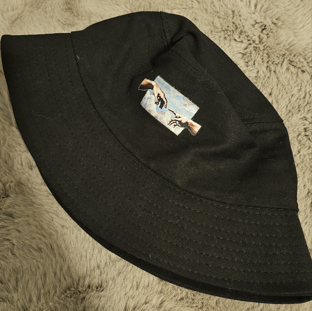 Black Bucket Hat with Artistic Patch